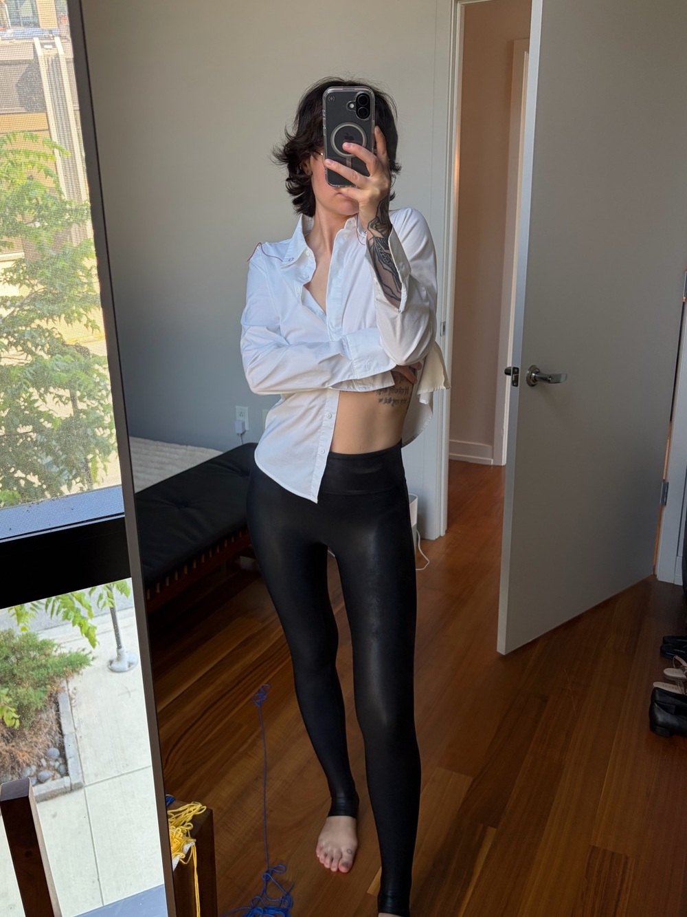 SPANX Black High-Waist Faux-Leather Leggings